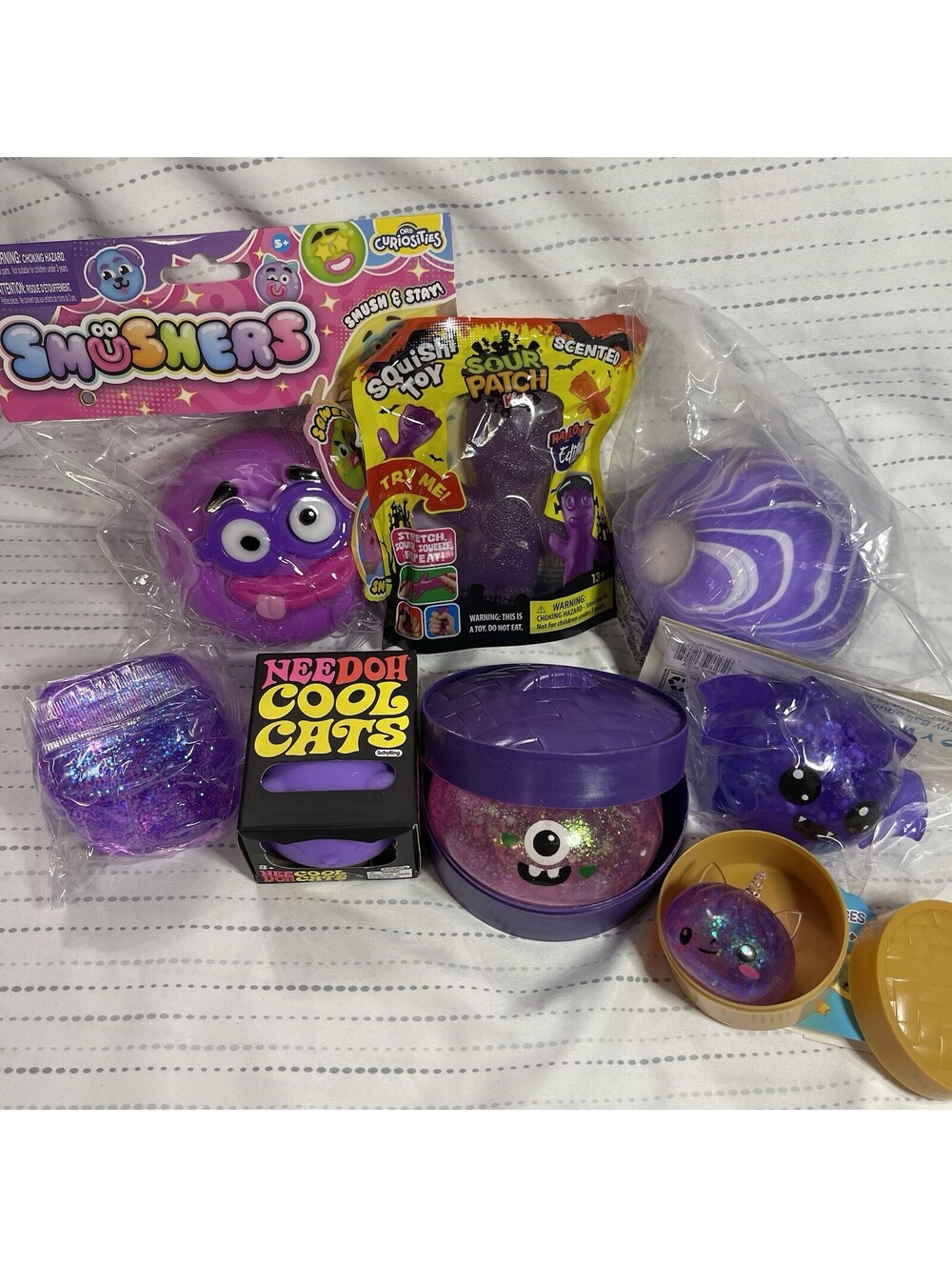 Smusher Needoh Ultimate Purple Squishy Bundle 💜 LOT OF 8 Viral Rare Sensory Toy